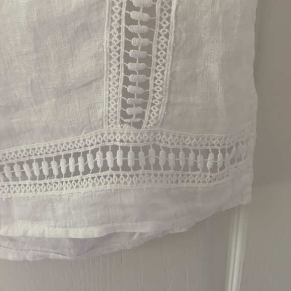 Alessia Pacini White Linen and Lace Cap Sleeve Top Small white boho‎ Lagenlook - Picture 5 of 10